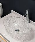Super Slick Translucent Tempered Glass Countertop Basin With Pop Up Drain For Modern Bathroom Vanity Refresh And Bar Sink Upgrade Featuring Zero Hassle Install And Top Tier Construction That Is A Real Deal Steal on a countertop with modern faucet.