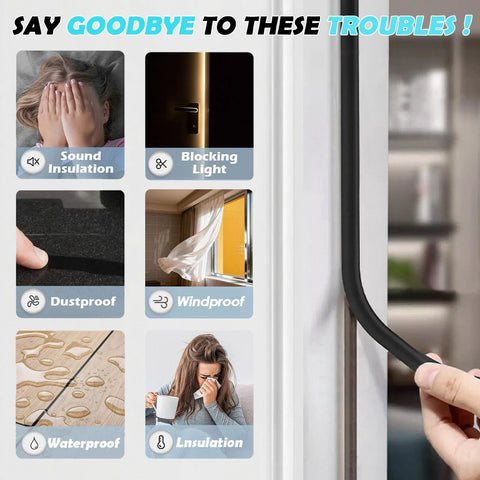 Bantie 20FT self-adhesive silicone D-shaped door weather stripping installed on a door frame