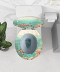 Round Resin Toilet Seat for Bathroom featuring ocean turtle design, 14.5 x 16.5 inches, perfect for bathroom decor.