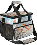 Insulated Picnic Backpack Lunch Box for Women and Men Spacious Tote Cooler with floral design, adjustable strap, and front pocket