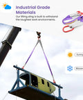 Lifting slings with hooks, purple polyester two-leg bridle sling for cranes and hoists; 3.3 ft, 4409 lb capacity