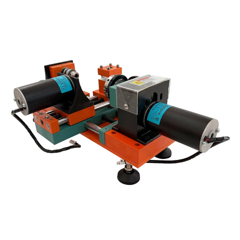 Intsuprmai Dual Motor Mini Wood Lathe Machine with dual spindles and adjustable speed for soft metal turning and DIY projects.