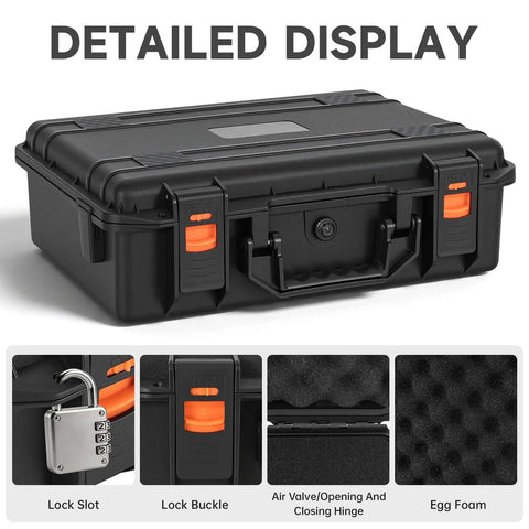 Rugged Hard Carrying Case With Thick Foam Padding For Pico Projectors And Tech Gear Built Different Shockproof Storage Box, detailed view with lock features.