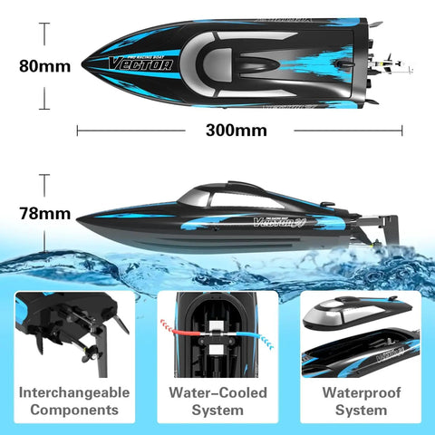Diagrams of Go Fast RC Boat For Pool And Lake With 2.4GHz Remote Control Water Cooling System Adult Friendly Electric Boat
