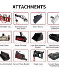 Heavy Duty Telescopic Boom Handler Forklift With Smart Transmission And Auto Leveling Frame Built Damn Tough attachments display.
