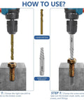 49 Piece Bolt And Screw Extractor Set With Left Hand Drill Bits shown drilling and extracting rusted bolts and screws.