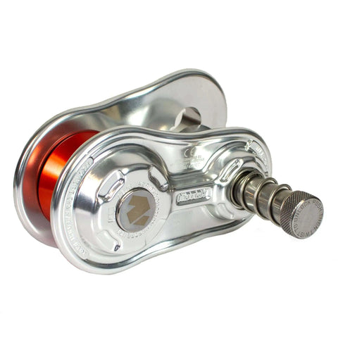 Five Eighth Inch Rigging Block With Three Quarters Inch Ultra Sling, low profile, high wall, secure, lightweight, hot forged gear for rope access