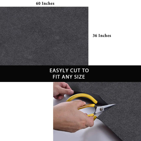 36 By 60 Inch Heavy Duty Garage Mat Oil Spill Absorbent Drip Pan For Under Car Waterproof Backing being cut with scissors