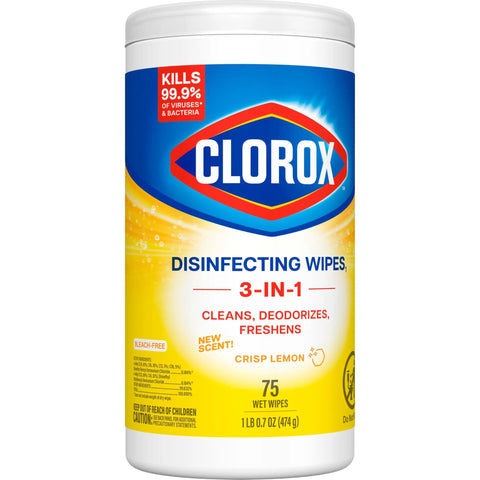 Disinfecting Cleaning Wipes With Sparkling Lemon Scent Antibacterial And Bleach Free Safe On 100 Plus Surfaces 75 Count Pack
