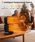 Dual Head Space Heater With Remote For Fast Cozy Heat Portable Indoor Electric Heater With Thermostat 270 Degree Oscillation 12 Hour Timer Five Modes 1400W PTC Ceramic Heating For Office Desk Bedroom And Living Spaces in a living room setting