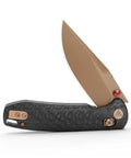 Dope Rose Gold Folding Knife for Men and Women, 3 Inch 14C28N Steel Blade with PVD Coating, Carbon Fiber G10 Handle, Pocket Clip