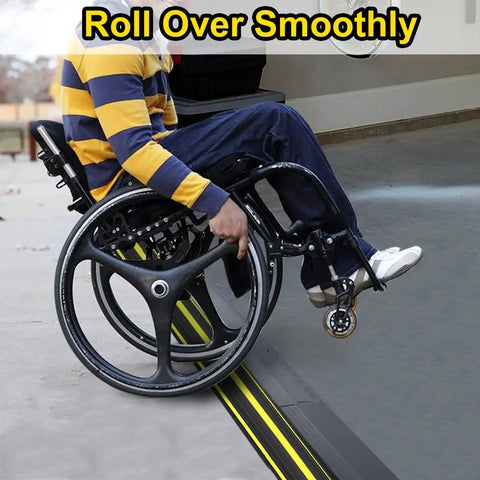 10 Ft Floor Cable Cover Protector Heavy Duty PVC Duct under a wheelchair outdoors