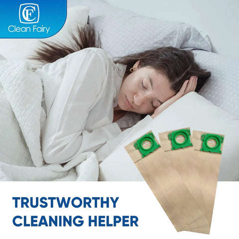 20 Pack Vacuum Filter Bags Pro Grade Heavy Duty Compatible With Windsor Sensor S12 S15 XP12 XP15 next to sleeping woman