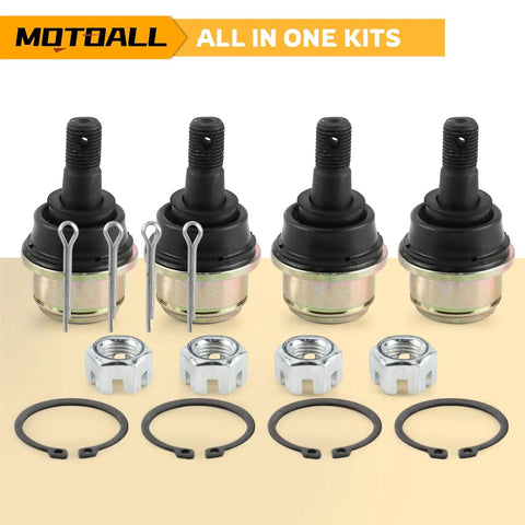 Honda TRX300FW Ball Joints Upper Or Lower M12x1.25 For Fourtrax 300 4x4 1988 To 2000 Pack Of 4 With Castle Nut Pin And Snap Ring Replacement Parts Beefed Up For Easy Install. 4 ball joints with nuts, pins, and snap rings
