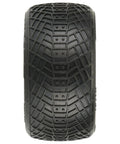Close-up of Positron 2 Point 2 Inch S4 Buggy Rear Tire showing futuristic directional tread for RC Aces