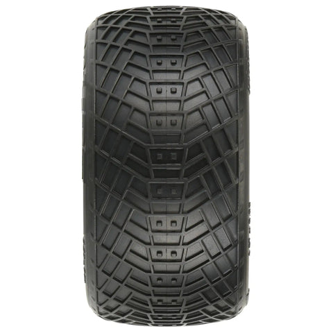 Close-up of Positron 2 Point 2 Inch S4 Buggy Rear Tire showing futuristic directional tread for RC Aces