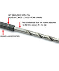 Number Eight Wood Countersink Drill Bit Pro Grade Three Piece Kit With Adjustable Depth Guide showing secured bit with laser printed logo.
