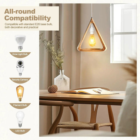 Hanging Lantern Extension Cord With E26 Pendant Socket And On Off Inline Switch 20 Foot White Cord For Easy Overhead Lighting Close To Polarized Plug Awesome For DIY Lamps Vintage Decor Or Garage Projects