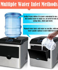 Game Changing Countertop Ice Maker That Cools Drinks Fast With Soft Chewy Nugget Ice Portable Slim Design showing water inlet methods.