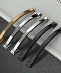 10 Pack 4 Inch Brushed Satin Nickel Cabinet Handles And Pulls For Kitchen Cabinets And Cupboards shown in different metallic finishes.