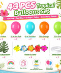Colorful Tropical Balloons Pack 12 Inch Set With Jungle Leaves And Floral Accents For Birthday Parties Baby Showers Luaus