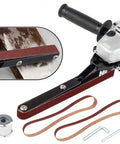 Heavy Duty Belt Sander Attachment Bracket Compatible With 100Mm And 125Mm Angle Grinders featuring abrasive belt and steel frame.
