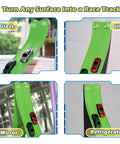 Awesome Flexible Race Track For Kids 3 Plus 15 Foot Roll Up Car Track With Strong Suction Cups on various surfaces with cars