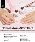 Hands using Pro Nail Prep Kit With Dehydrator And Primer, Large 20Ml Bottles, Acid-Free And Hema-Free Formula, Bond Strong for acrylics.