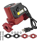 Heavy Duty Hot Water Circulator Pump Compatible With Grundfos Ups50 60F Featuring Solid Cast Iron Housing And Three Speed Motor, red cast iron frame with electrical wiring.