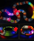 Glow In The Dark Car Track Cars 3 Pack With LED Lights Replacement Track Cars For Kids on illuminated track at night