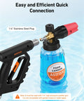 Foam Cannon For Pressure Washer With Wide Neck And Adjustable Nozzle Snow Foam Blaster For Car Wash 1/4 Inch Quick Connector