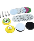 240 Piece Wet And Dry Sanding Discs Kit With Hook Fastener Pad For 1/4 Inch Drill Or 3 Inch Grinder includes sanding pads and foam buffers.