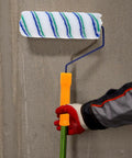 Two Piece Seamless Corner Paint Roller With Dual Grip Handles For Conquering Wall Edges And Tight Corners Lint Free Rolling Design That Yields A Crisp Cut In Every Stroke And Makes Your Home Refresh A Breeze Without The Stress, showing a roller with lint-free cover.