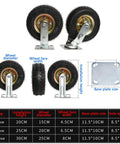 Badass Heavy Duty Rubber Caster Wheels With Full 360 Degree Swivel Action For Workbenches And Furniture Carts. 6 inch wheels shown with specs.