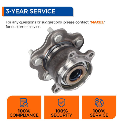 Rear Wheel Hub Bearing Assembly 512535 for Nissan Juke Qashqai Rogue AWD with 3-Year Service Warranty, close-up view