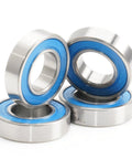 12x24x6mm Chrome Steel Cartridge Bearings Beefed Up With Grease And Sealed With Double Lip Labyrinth Seal Full Complement Balls 4 Pack For Bike Hub Pivots Heavy Duty Load Capacity Smooth Reliable Rotation, four blue sealed bearings