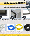 Stainless Steel Beefy Thin Cable Hider Floor Trim Self Adhesive Wire Cover Raceway For Under Desk And Wall Mount Easy Install Durable Cable Protector Sleeve showcasing corner applications and various cables.
