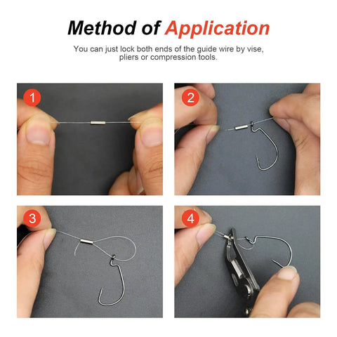 Instructions for using Copper Barrel Crimp Sleeves Kit 250 Pieces 5 Sizes For Fishing Leader Wire Rope Durable Burr Free Finish Corrosion Resistant