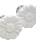 Top Shelf Vintage Floral Daisy Ceramic Drawer Pulls And Cabinet Knob Sets Include Matching Screws Hella Charming White Finish for dressers and cupboards