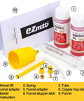 Brake Bleed Kit For Shimano Hydraulic Brakes With Mineral Oil 120ml, Pro Grade Fluid Included, components laid out