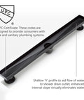 36 Inch Linear Shower Drain Venetian Bronze With Removable Quadrato Grate, Stainless Steel Shower Floor Drain For Modern Bathrooms displayed
