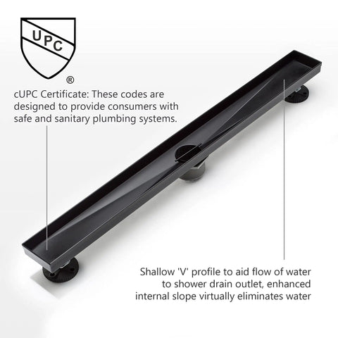 36 Inch Linear Shower Drain Venetian Bronze With Removable Quadrato Grate, Stainless Steel Shower Floor Drain For Modern Bathrooms displayed