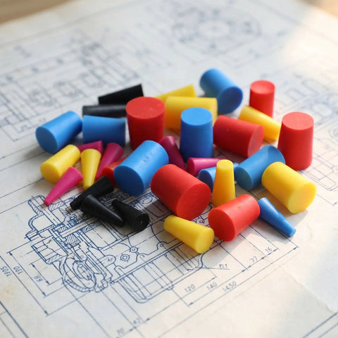 Top Tier Silicone Bottle Stoppers Assortment Kit With 250 High Temp Tapered Plugs For Powder Coating Painting Anodizing And Plating Jobs on blueprint