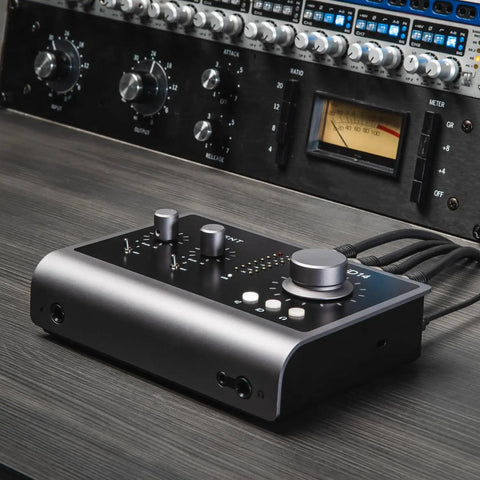 iD14 MKII USB-C Audio Interface With 2 Class-A Mic Preamps, High-Performance USB Conversion on studio desk