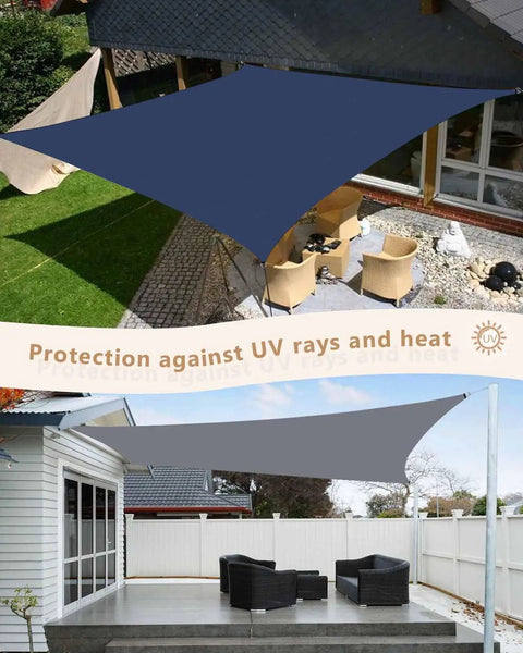 Sun Shade Sail 14x18 Navy Blue Heavy Duty Outdoor Shade Cloth For Patio Deck Terrace Garden Backyard Beach, water repellent