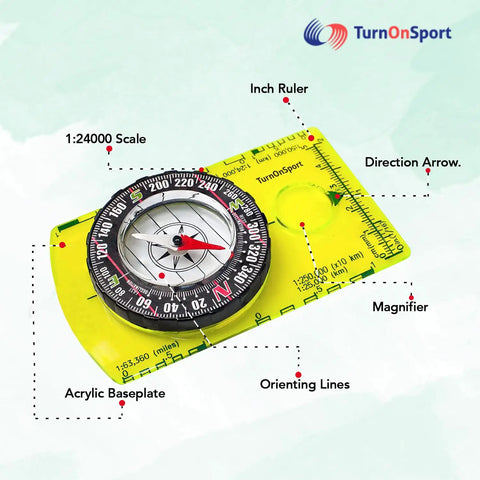 Orienteering Compass For Hiking And Camping, Pro-Grade Scout Tool For Map Reading And Navigation, Acrylic Baseplate With 360 Degree Bezel