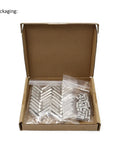 Packaging of L Shape Corner Connector Bracket Set For 20x20 Aluminum Extrusion Profiles 6mm Slot with brackets, screws, and wrench.