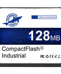 Heavy Duty 128Mb Compact Flash Memory Card Type I FAT16 Industrial Grade CF Card with blue design for retro cameras use.