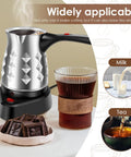 Turkish Coffee Pot Electric Brewer 500ml 17oz No Fuss Quick Brew For 5 To 6 Cups Stainless Steel With Folding Handle