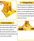 Heavy Duty Forklift Telescopic Boom With Adjustable Tilt And 6600 LBS Rock Solid Mobile Crane Kit fixing chain and fork pockets features.